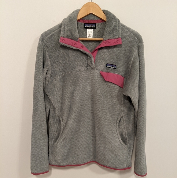 Patagonia Tops - Patagonia Re-Tool Snap-T Fleece Pullover Feather Grey/Pink L